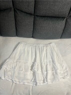 Urban Heritage White Tiered Ruffle Mini Skirt